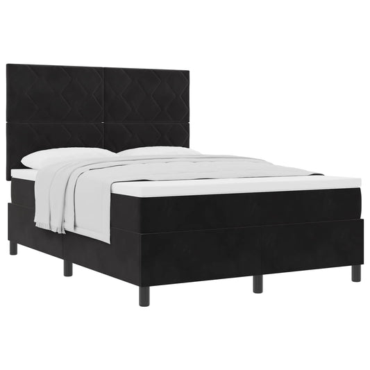 vidaXL Κρεβάτι με ελατήρια με κεφαλάρι Μαύρο 140 x 200 cm Βελούδο