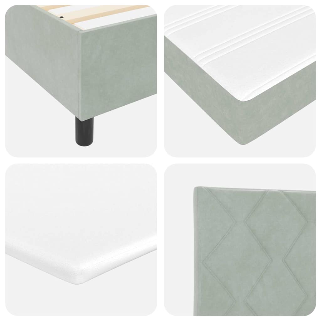 vidaXL Κρεβάτι με ελατήρια Ανοιχτό γκρι 160 x 200 cm Βελούδο