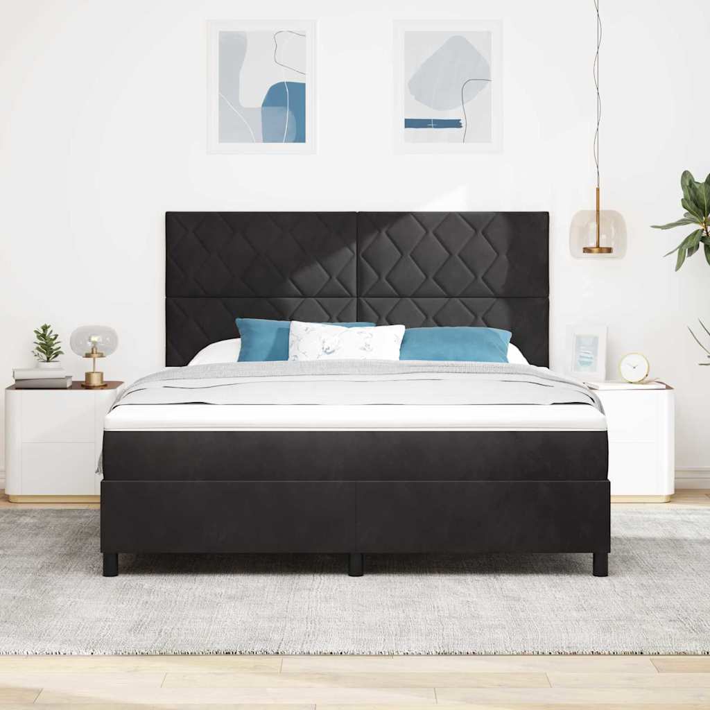 vidaXL Κρεβάτι με ελατήρια με κεφαλάρι Μαύρο 180 x 200 cm Βελούδο