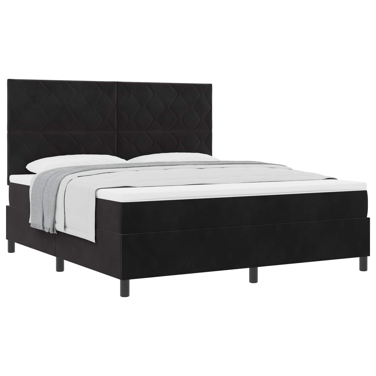 vidaXL Κρεβάτι με ελατήρια με κεφαλάρι Μαύρο 180 x 200 cm Βελούδο