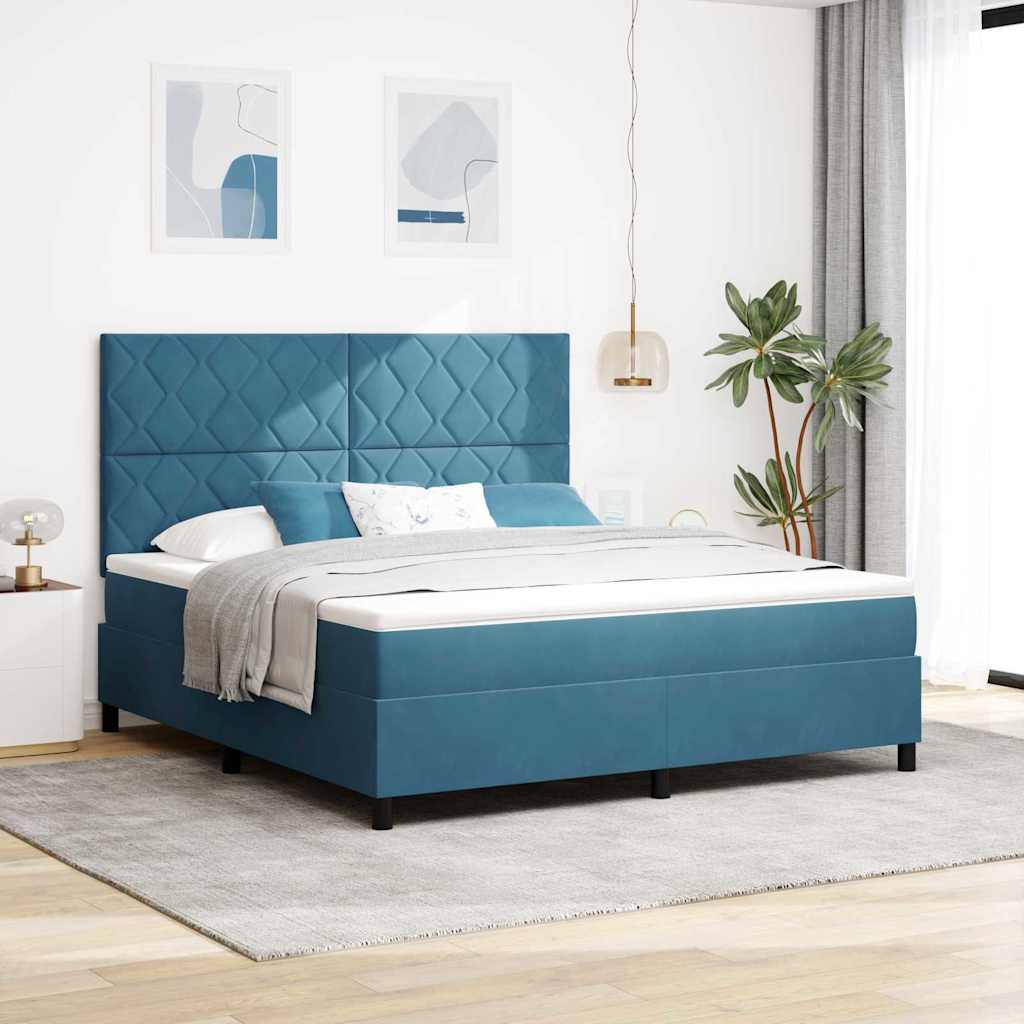 vidaXL Κρεβάτι με ελατήρια Σκούρο Μπλε 180 x 200 cm Βελούδο