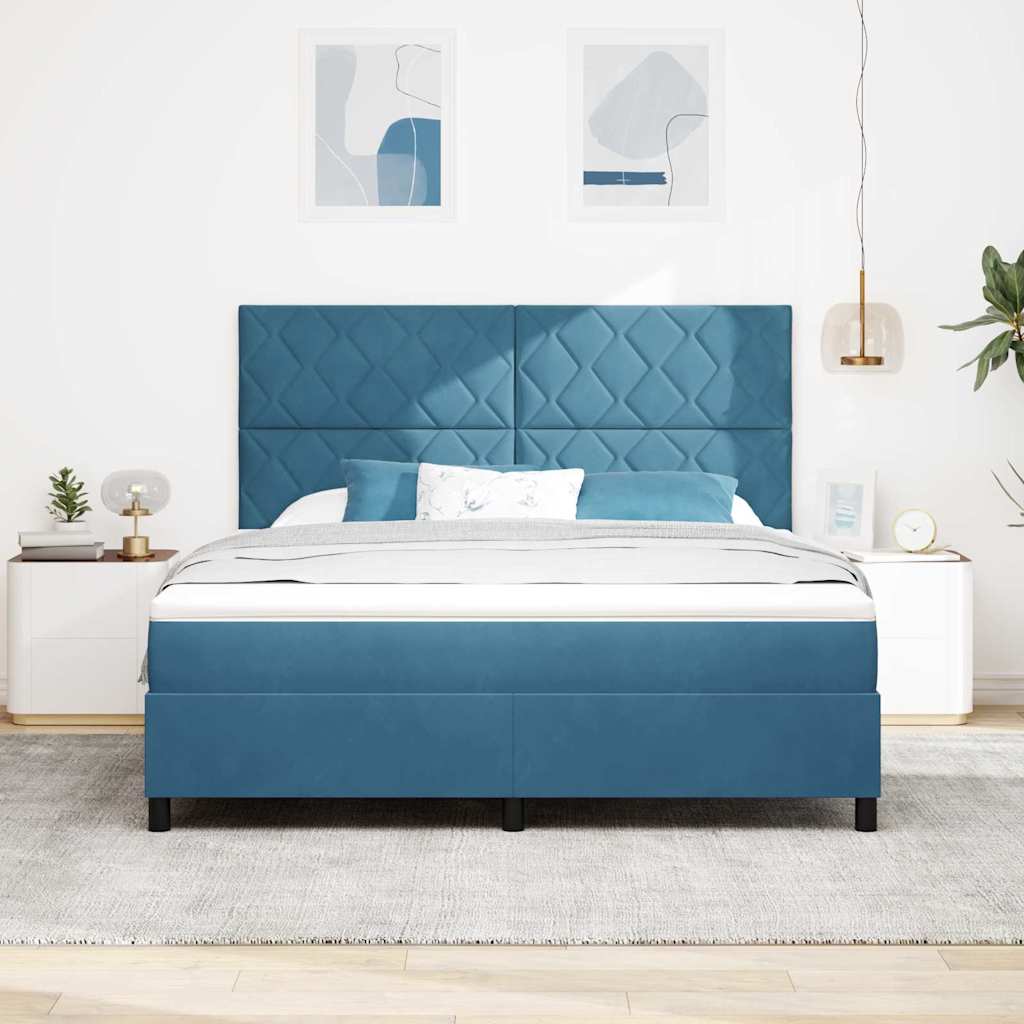 vidaXL Κρεβάτι με ελατήρια Σκούρο Μπλε 180 x 200 cm Βελούδο