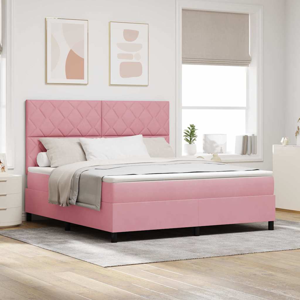 vidaXL Κρεβάτι με ελατήρια με κεφαλάρι Ροζ 180 x 200 cm Βελούδο