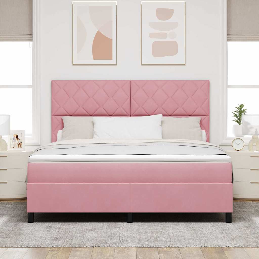 vidaXL Κρεβάτι με ελατήρια με κεφαλάρι Ροζ 180 x 200 cm Βελούδο