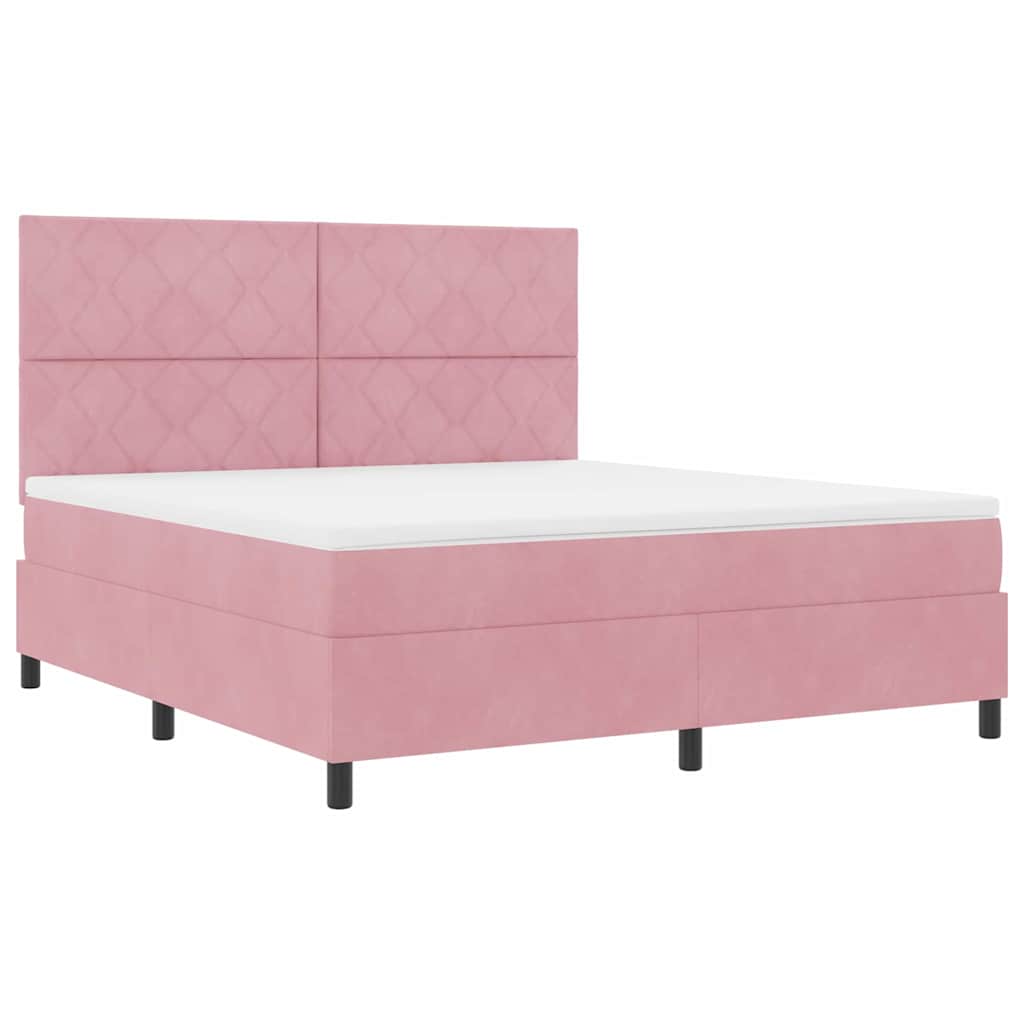 vidaXL Κρεβάτι με ελατήρια με κεφαλάρι Ροζ 180 x 200 cm Βελούδο