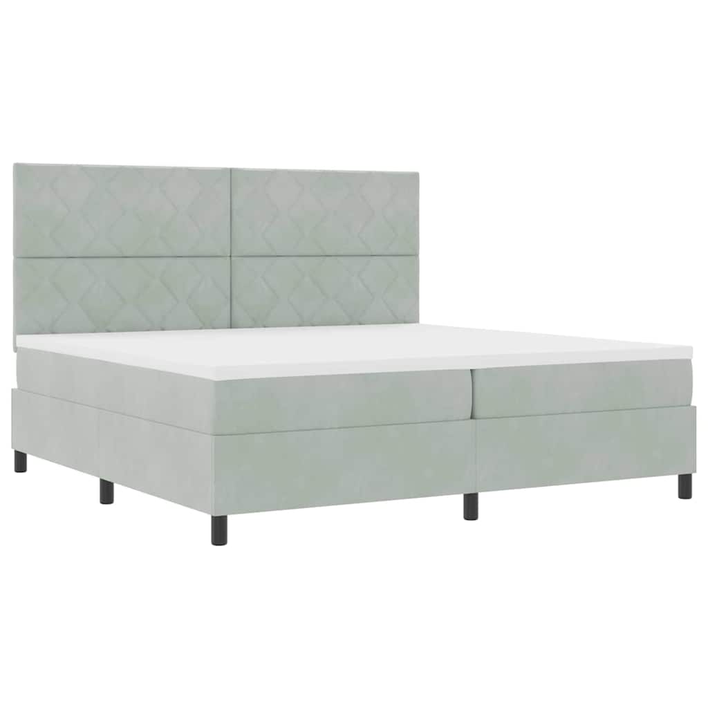 vidaXL Κρεβάτι με ελατήρια Ανοιχτό γκρι 200 x 200 cm Βελούδο