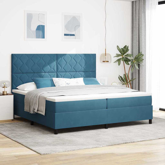 vidaXL Κρεβάτι με ελατήρια Σκούρο Μπλε 200 x 200 cm Βελούδο