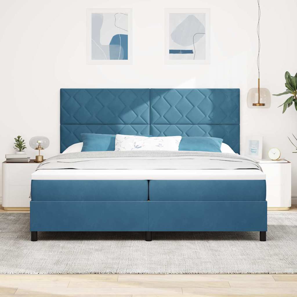 vidaXL Κρεβάτι με ελατήρια Σκούρο Μπλε 200 x 200 cm Βελούδο