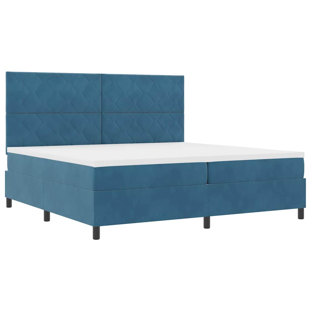 vidaXL Κρεβάτι με ελατήρια Σκούρο Μπλε 200 x 200 cm Βελούδο