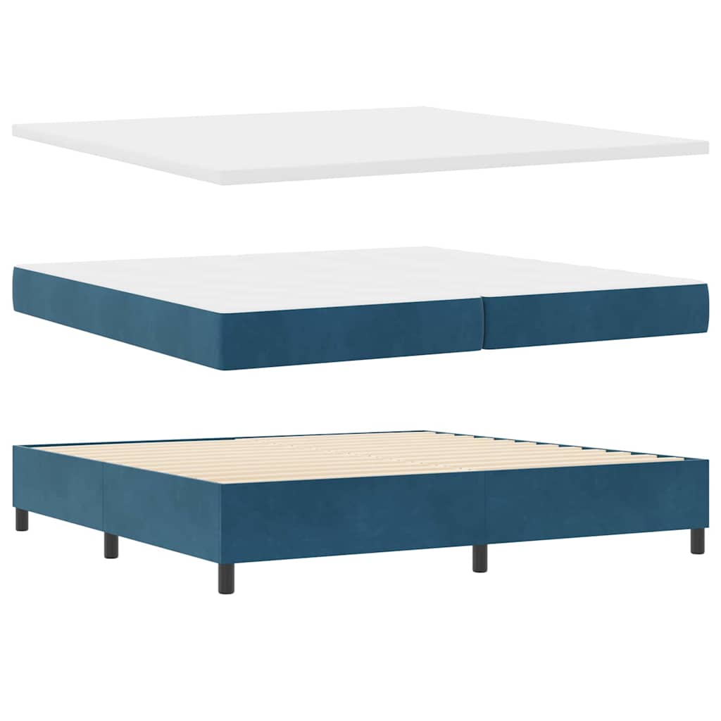 vidaXL Κρεβάτι με ελατήρια Σκούρο Μπλε 200 x 200 cm Βελούδο