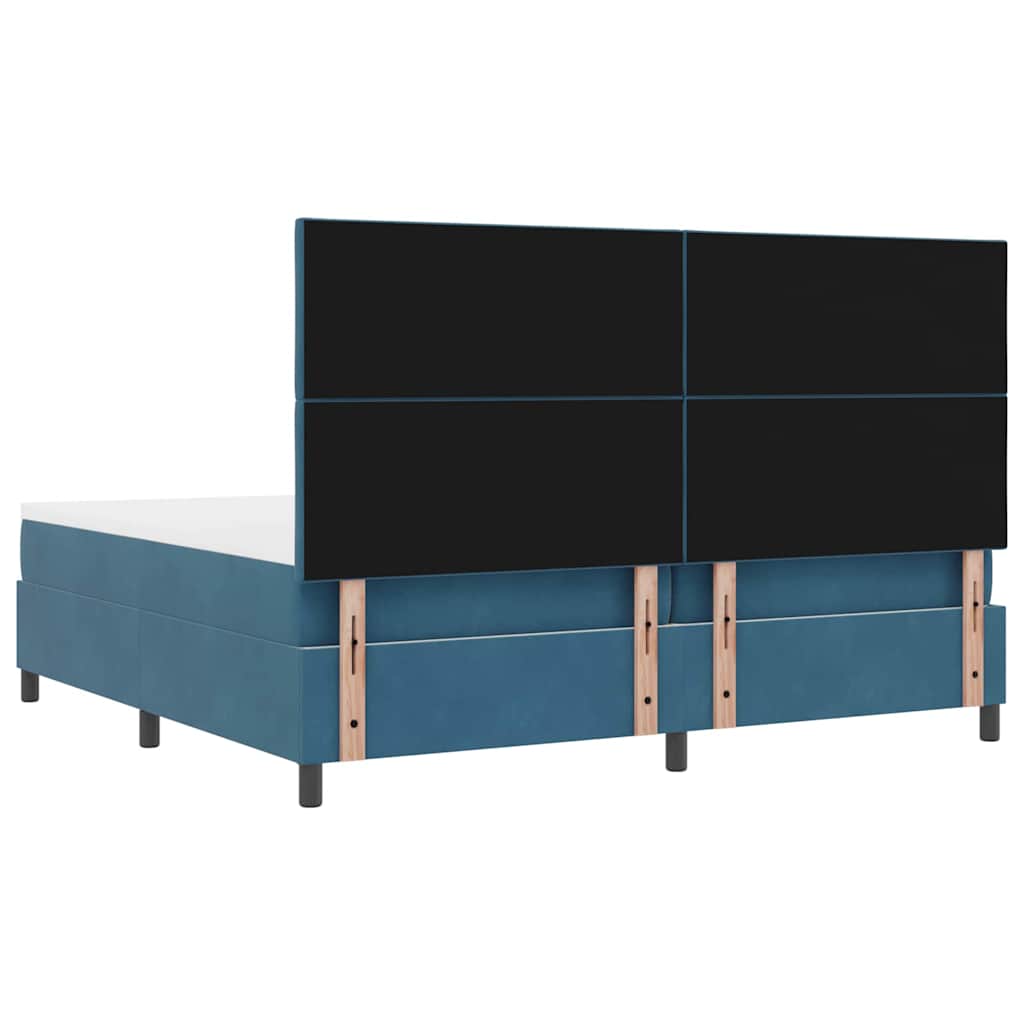 vidaXL Κρεβάτι με ελατήρια Σκούρο Μπλε 200 x 200 cm Βελούδο