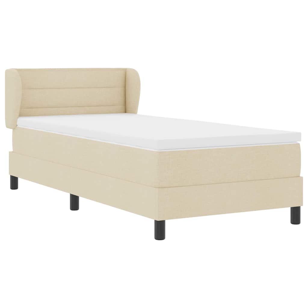 vidaXL Κρεβάτι με ελατήρια με στρώμα Κρεμ 90 x 190 cm ύφασμα