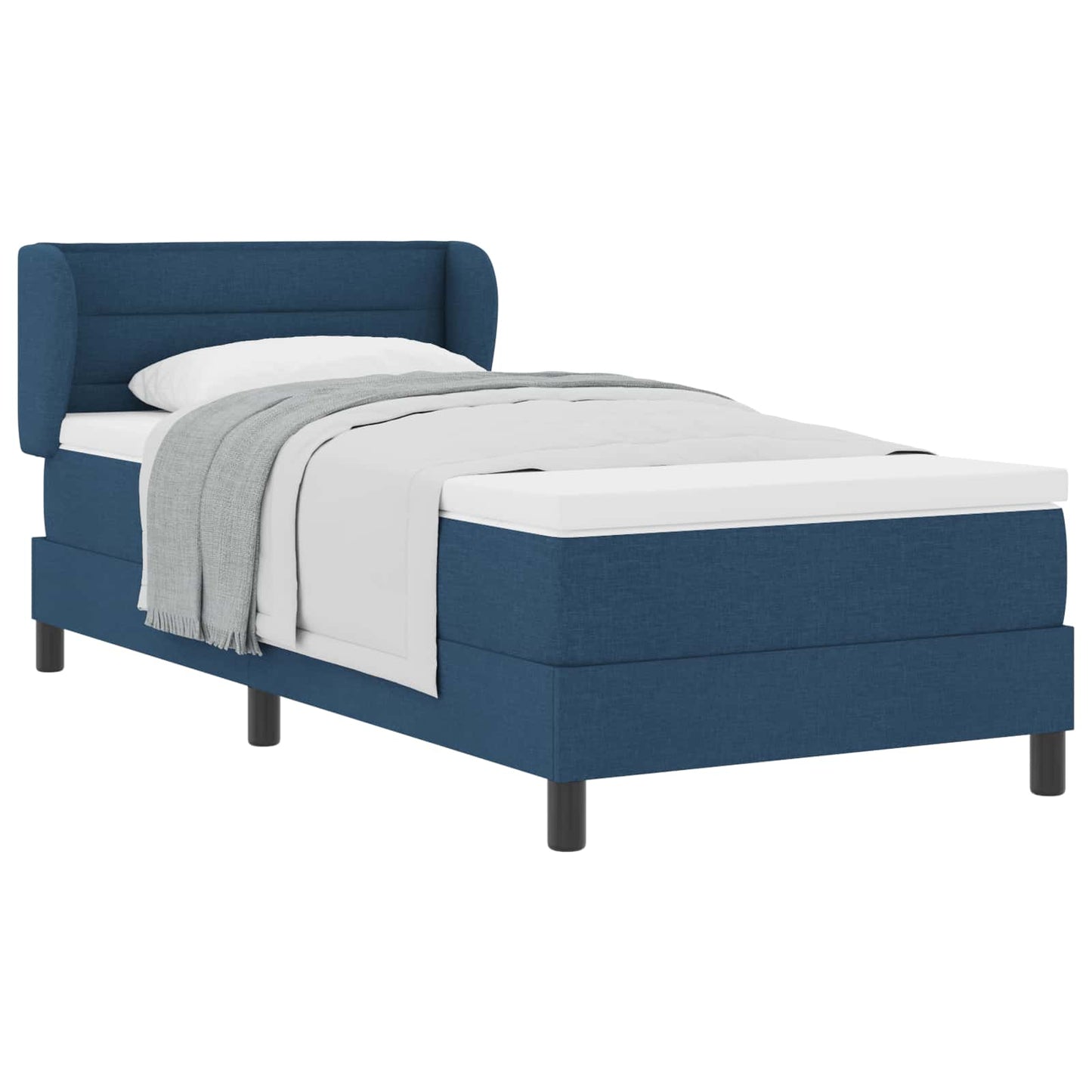vidaXL Κρεβάτι με ελατήρια με στρώμα Μπλε 90 x 190 cm ύφασμα