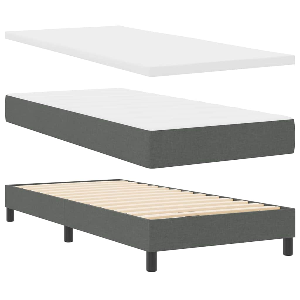 Κρεβάτι Box Spring με Στρώμα vidaXL Γκρι 90x200 εκ. Υφάσματος