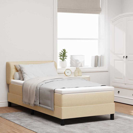 vidaXL Κρεβάτι με ελατήρια με στρώμα Κρεμ 90 x 200 cm ύφασμα