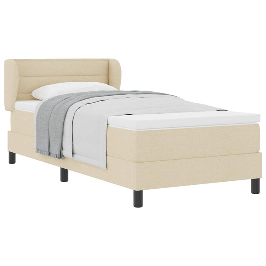 vidaXL Κρεβάτι με ελατήρια με στρώμα Κρεμ 90 x 200 cm ύφασμα