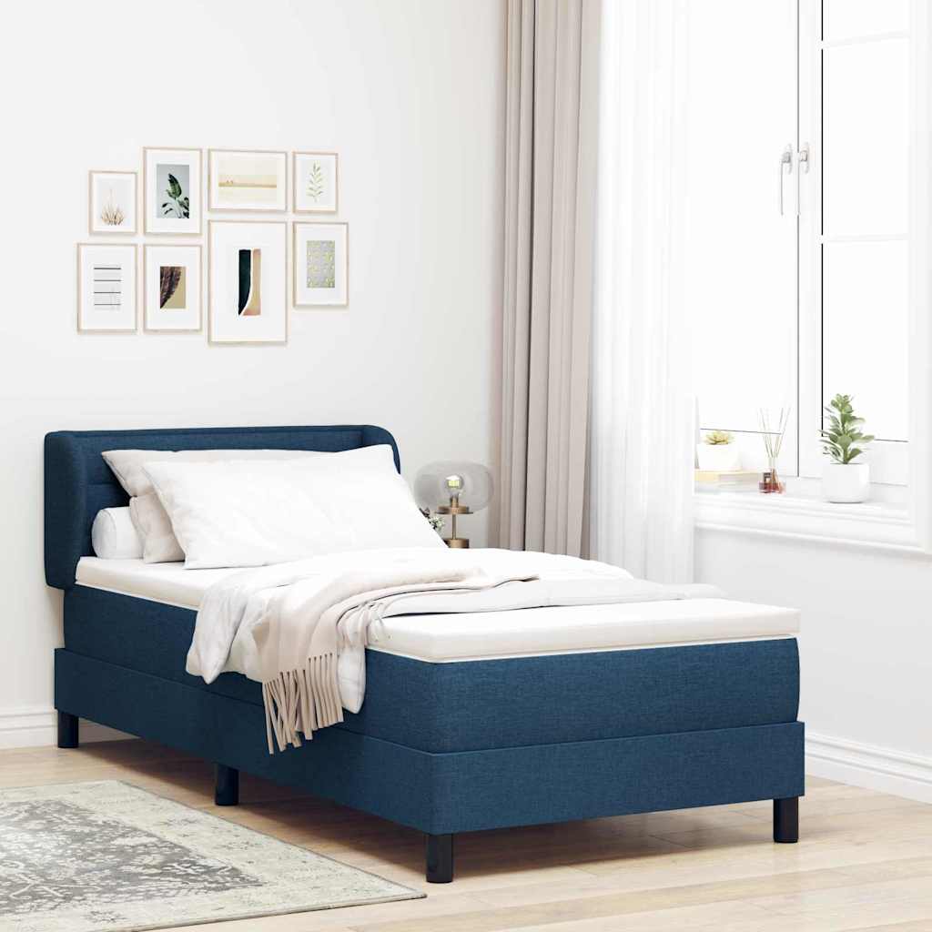 vidaXL Κρεβάτι με ελατήρια με στρώμα Μπλε 90 x 200 cm ύφασμα