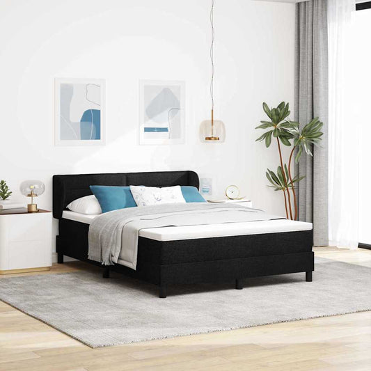 vidaXL Κρεβάτι με ελατήρια με στρώμα Μαύρο 140 x 190 cm ύφασμα