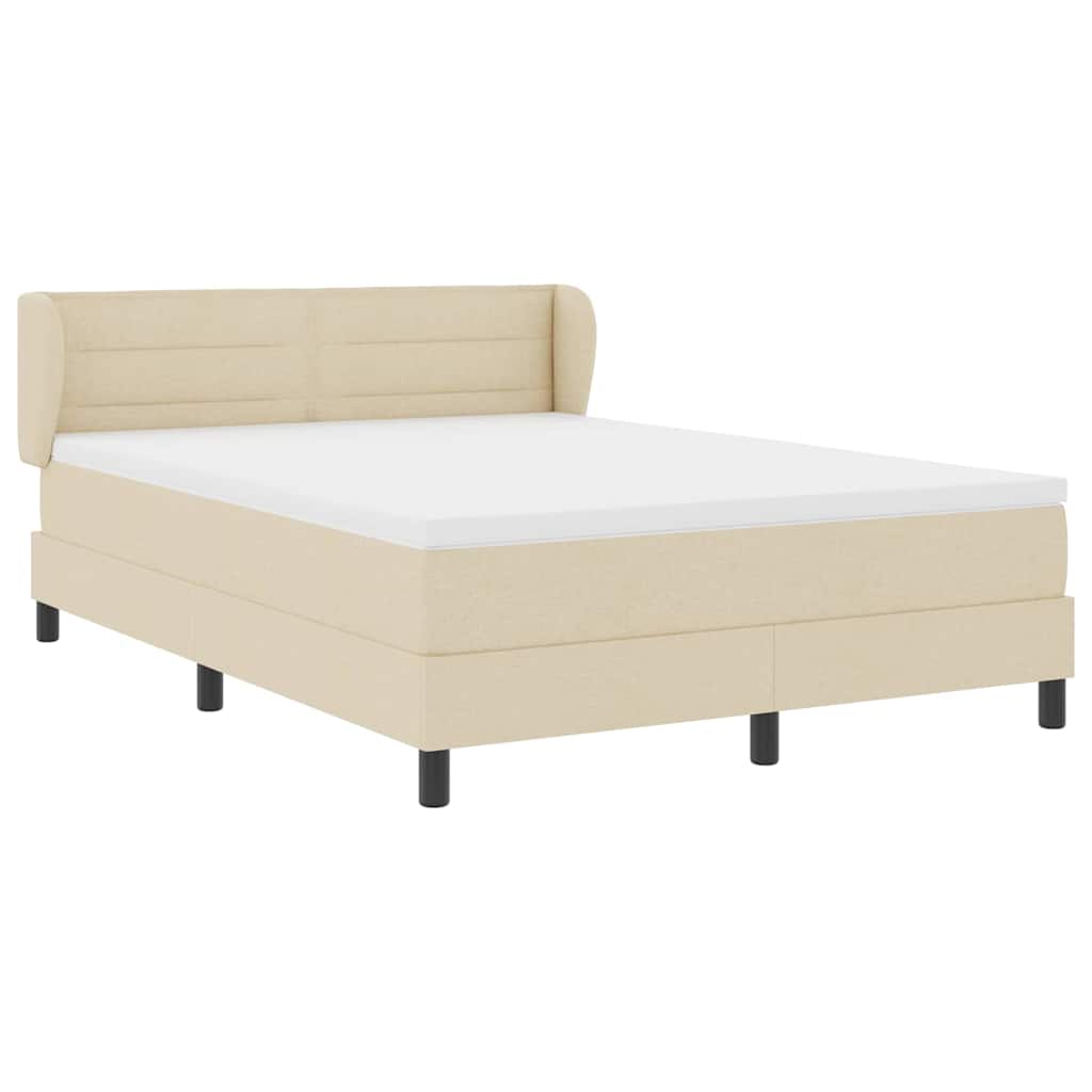 vidaXL Κρεβάτι με ελατήρια με στρώμα Κρεμ 140 x 190 cm ύφασμα