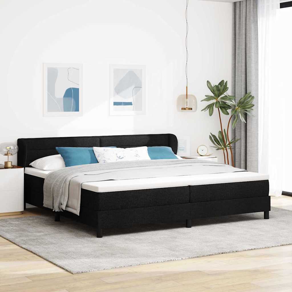 vidaXL Κρεβάτι με ελατήρια με στρώμα Μαύρο 200 x 200 cm ύφασμα