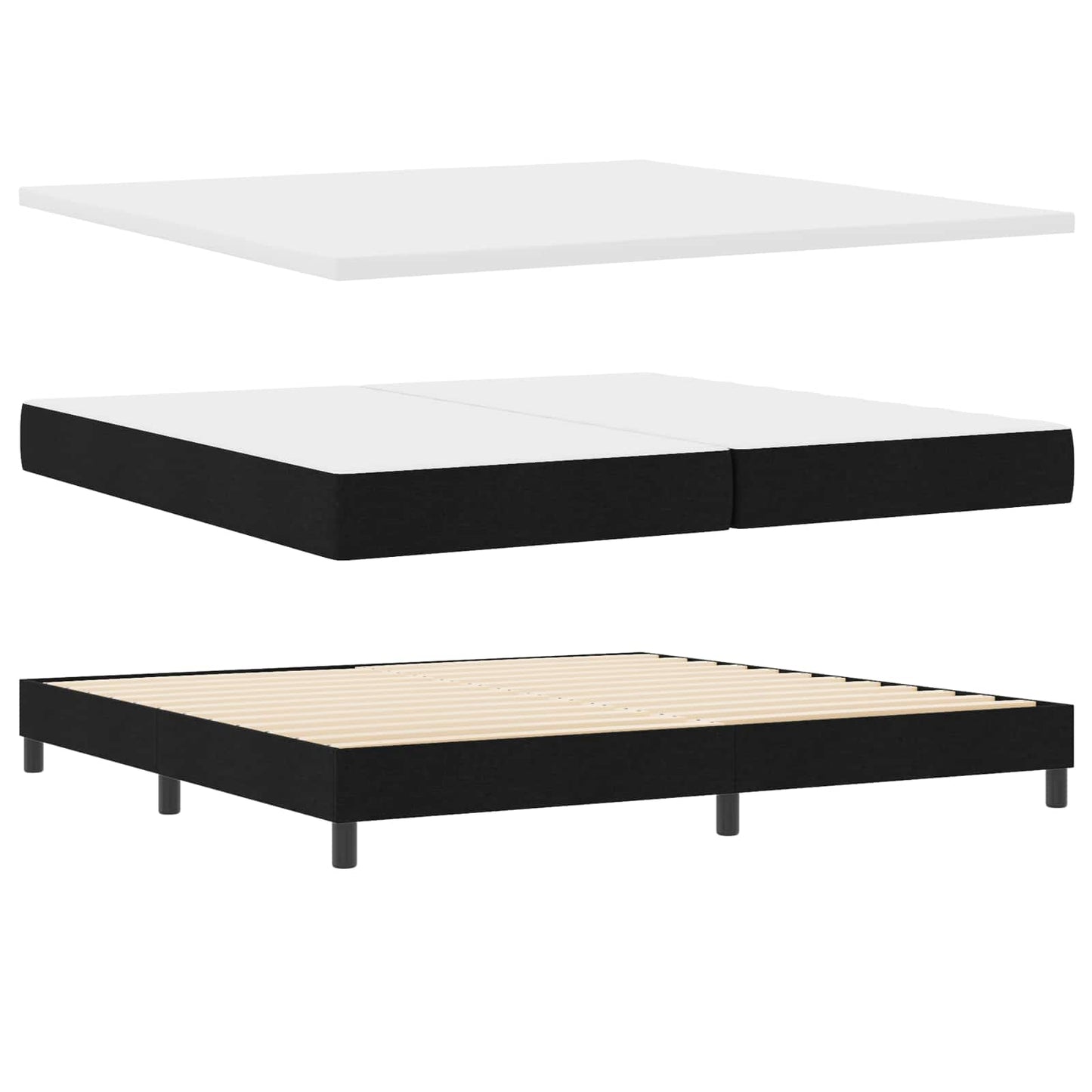 vidaXL Κρεβάτι με ελατήρια με στρώμα Μαύρο 200 x 200 cm ύφασμα