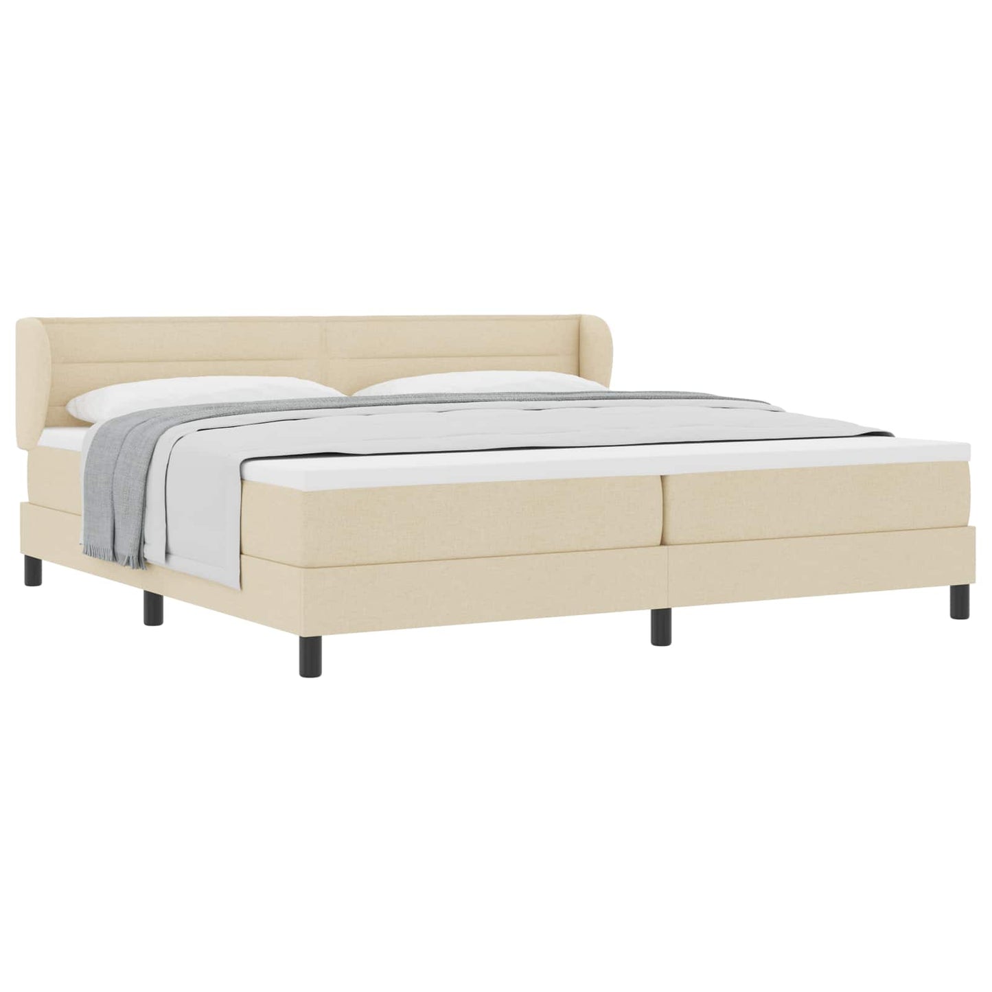 vidaXL Κρεβάτι με ελατήρια με στρώμα Κρεμ 200 x 200 cm ύφασμα