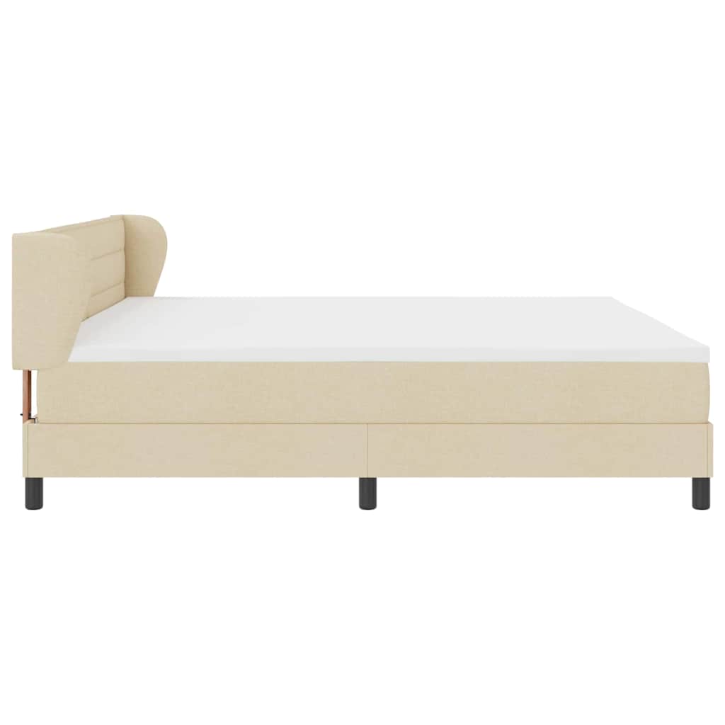 vidaXL Κρεβάτι με ελατήρια με στρώμα Κρεμ 200 x 200 cm ύφασμα