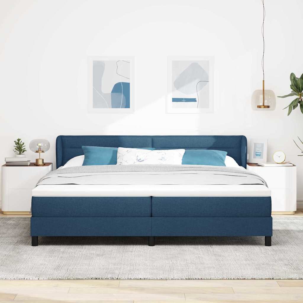 vidaXL Κρεβάτι με ελατήρια με στρώμα Μπλε 200 x 200 cm ύφασμα
