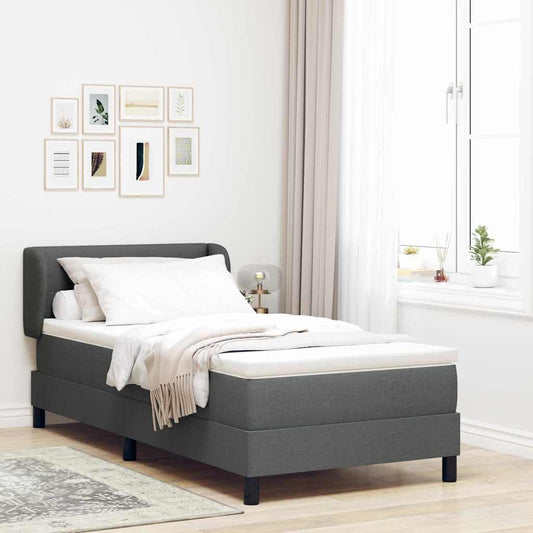 κρεβάτι με στρώμα Box Spring vidaXL σε Σκούρο Γκρι, 90x190 εκ., Ύφασμα