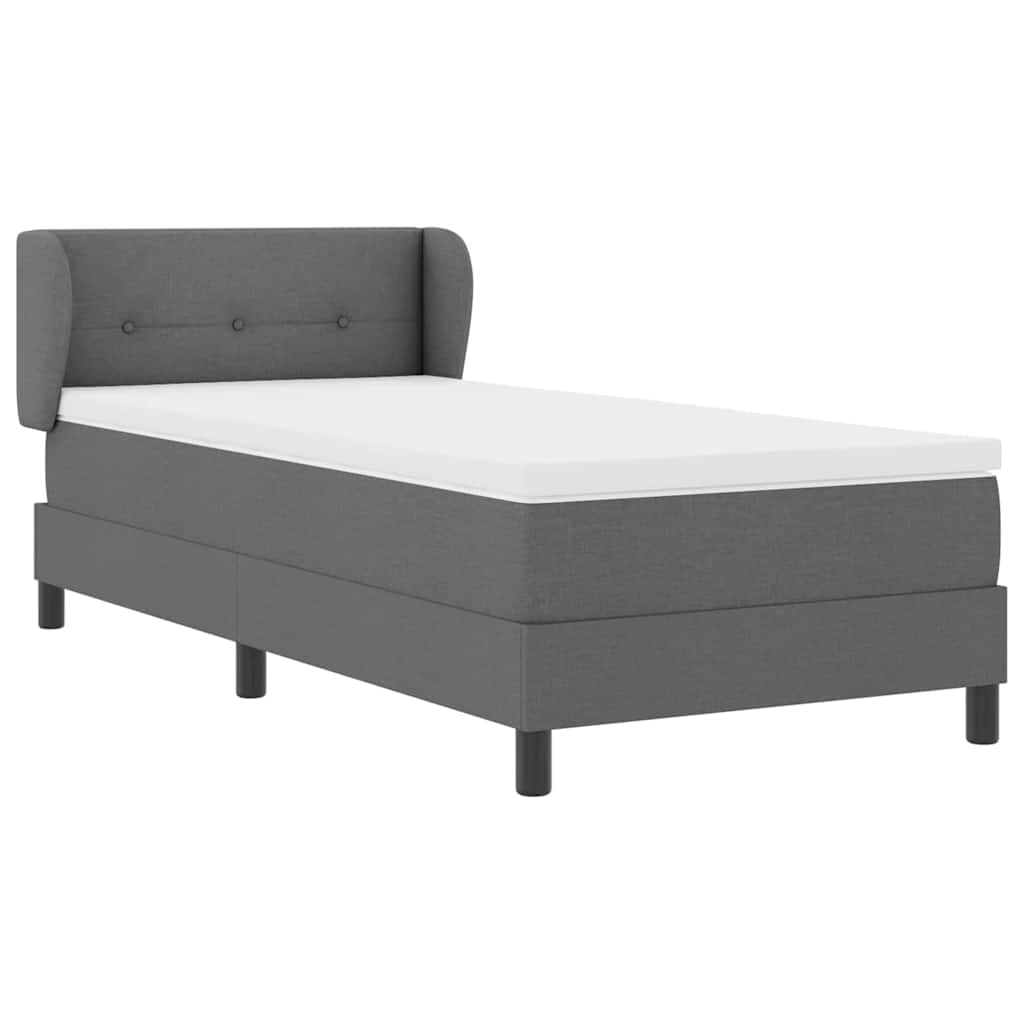 κρεβάτι με στρώμα Box Spring vidaXL σε Σκούρο Γκρι, 90x190 εκ., Ύφασμα