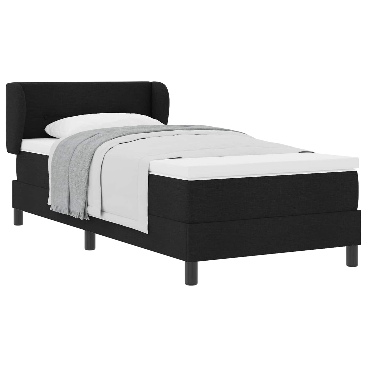 vidaXL Κρεβάτι με ελατήρια με στρώμα Μαύρο 90 x 190 cm ύφασμα