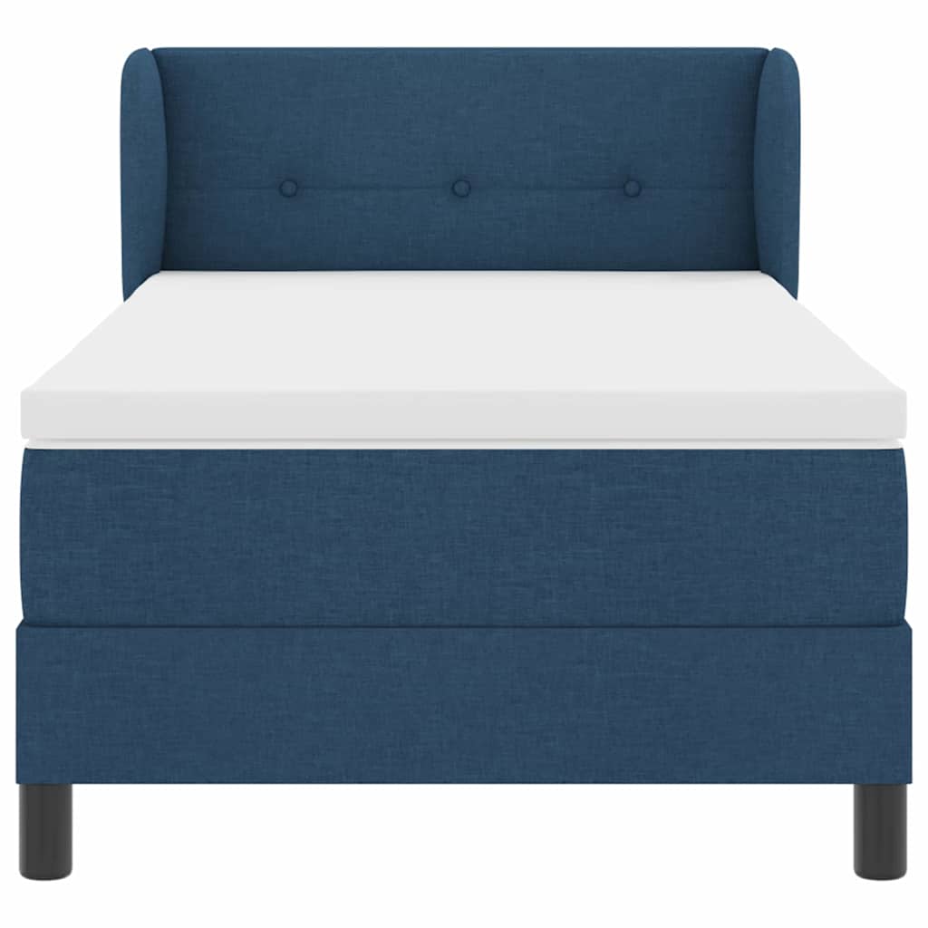 vidaXL Κρεβάτι με ελατήρια με κεφαλάρι Μπλε 90 x 190 cm ύφασμα