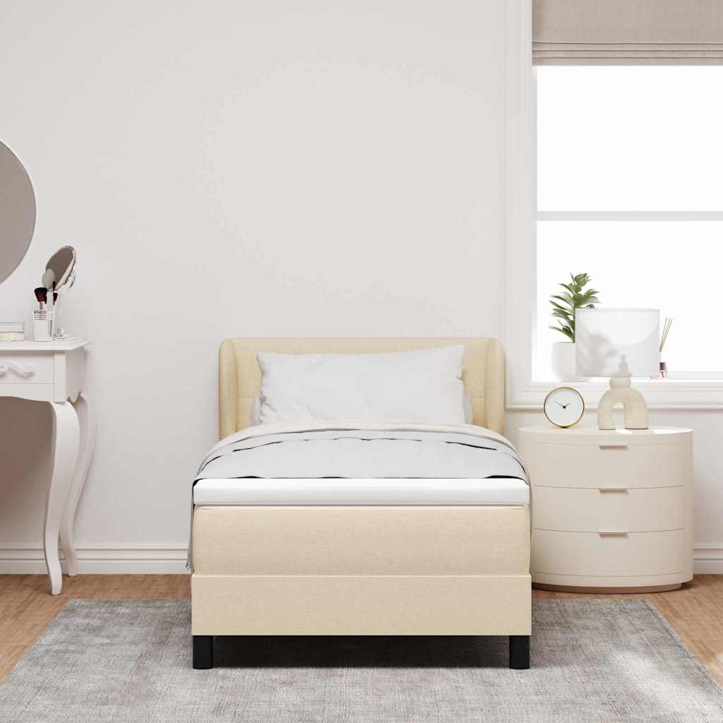 vidaXL Κρεβάτι με ελατήρια με κεφαλάρι Κρεμ 100 x 200 cm ύφασμα
