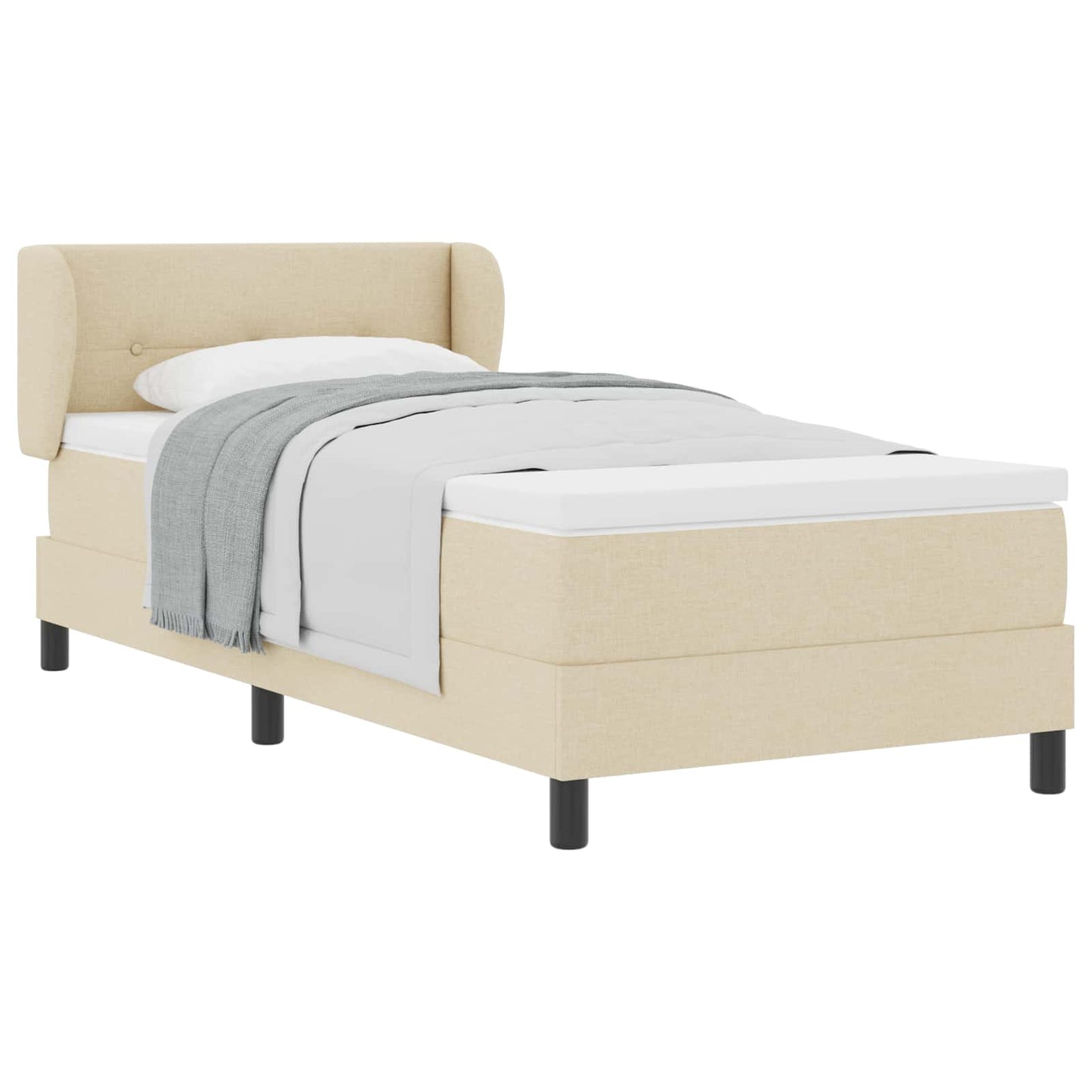 vidaXL Κρεβάτι με ελατήρια με κεφαλάρι Κρεμ 100 x 200 cm ύφασμα