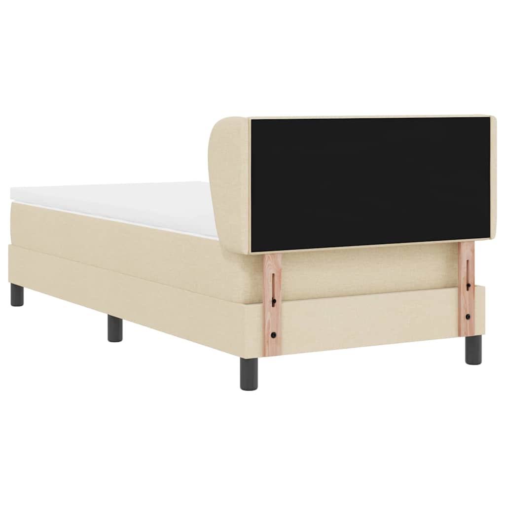vidaXL Κρεβάτι με ελατήρια με κεφαλάρι Κρεμ 100 x 200 cm ύφασμα