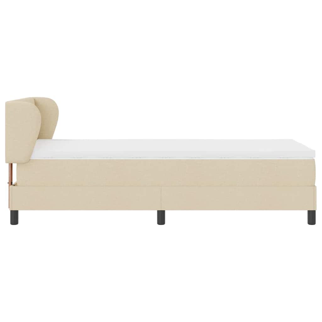 vidaXL Κρεβάτι με ελατήρια με κεφαλάρι Κρεμ 100 x 200 cm ύφασμα