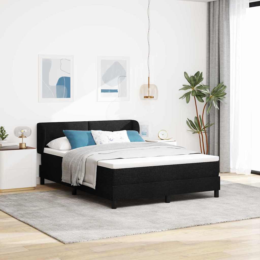 vidaXL Κρεβάτι με ελατήρια με κεφαλάρι Μαύρο 140 x 200 cm ύφασμα
