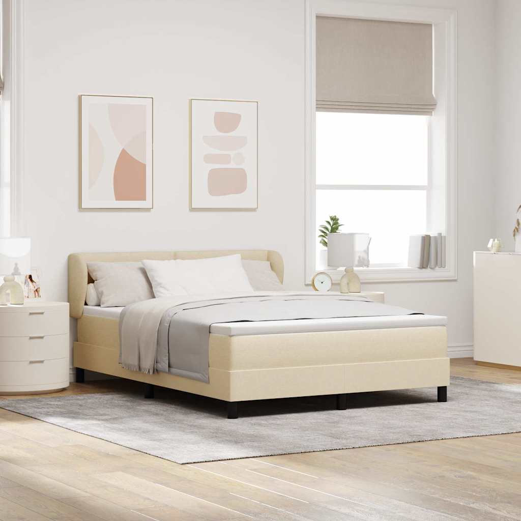 vidaXL Κρεβάτι με ελατήρια με κεφαλάρι Κρεμ 140 x 200 cm ύφασμα