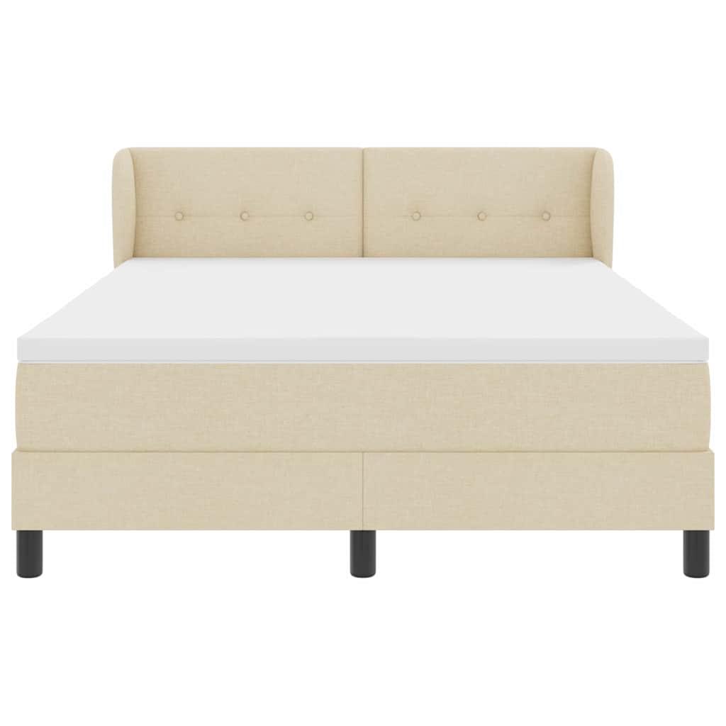 vidaXL Κρεβάτι με ελατήρια με κεφαλάρι Κρεμ 140 x 200 cm ύφασμα