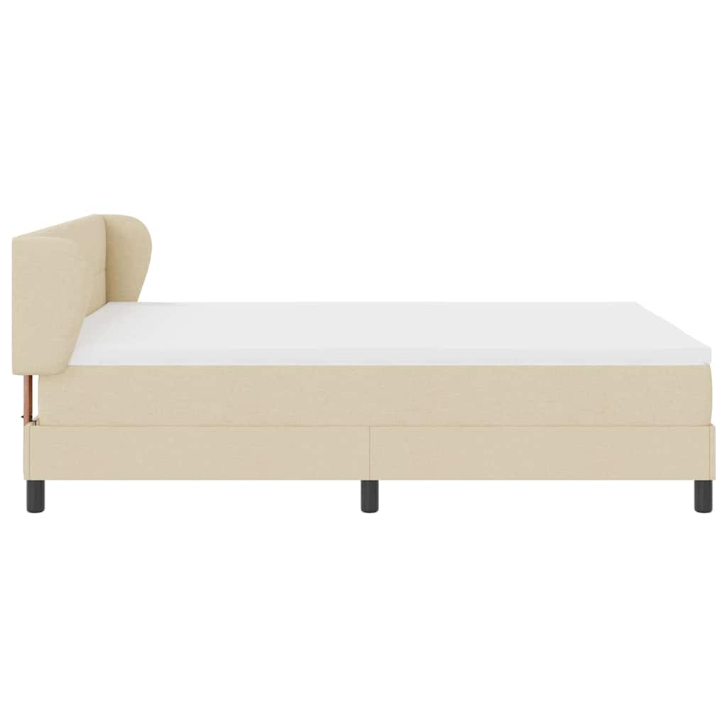 vidaXL Κρεβάτι με ελατήρια με κεφαλάρι Κρεμ 140 x 200 cm ύφασμα