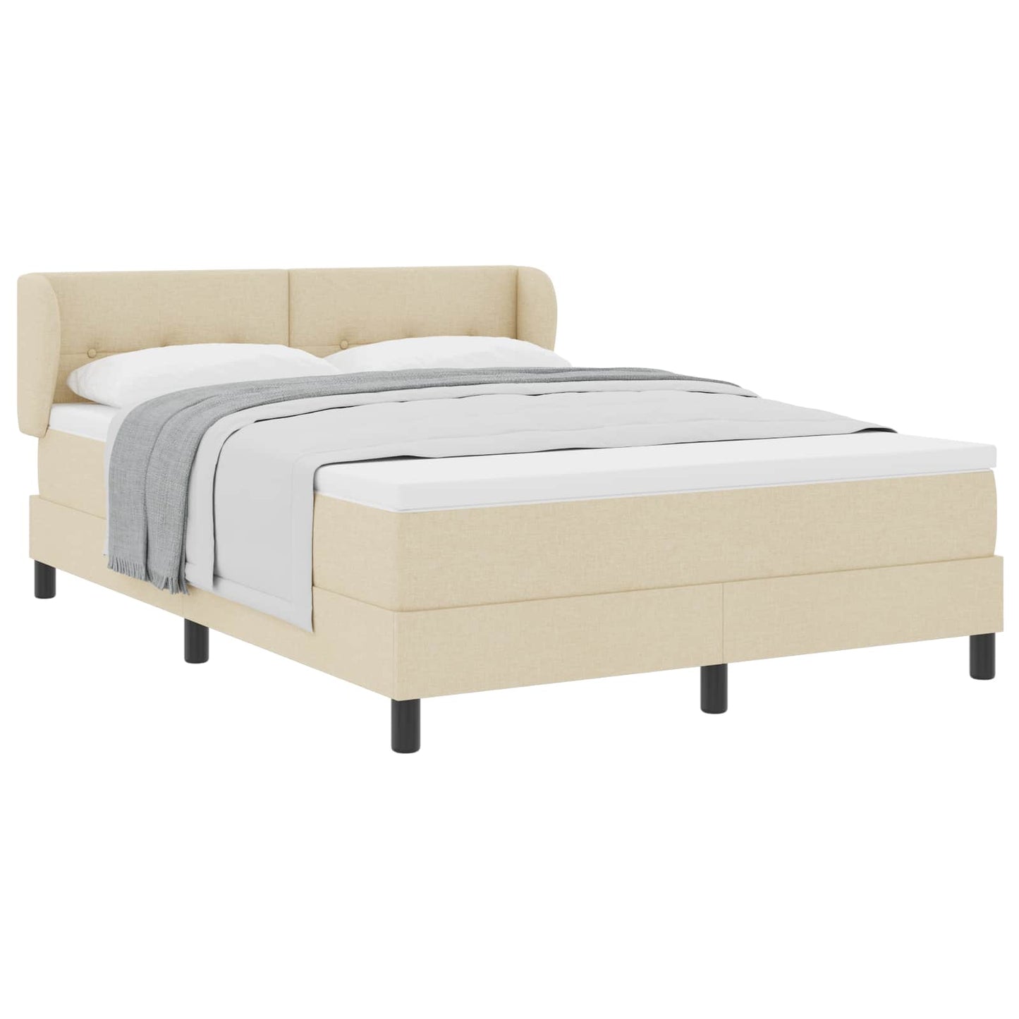 vidaXL Κρεβάτι με ελατήρια με κεφαλάρι Κρεμ 160 x 200 cm ύφασμα
