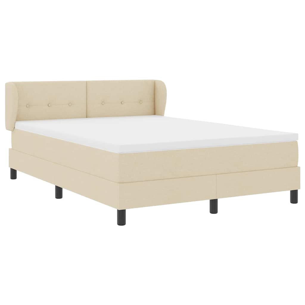 vidaXL Κρεβάτι με ελατήρια με κεφαλάρι Κρεμ 160 x 200 cm ύφασμα