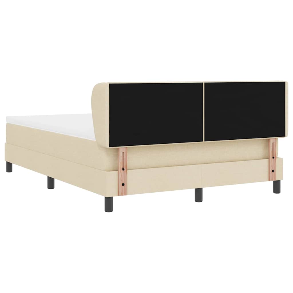 vidaXL Κρεβάτι με ελατήρια με κεφαλάρι Κρεμ 160 x 200 cm ύφασμα