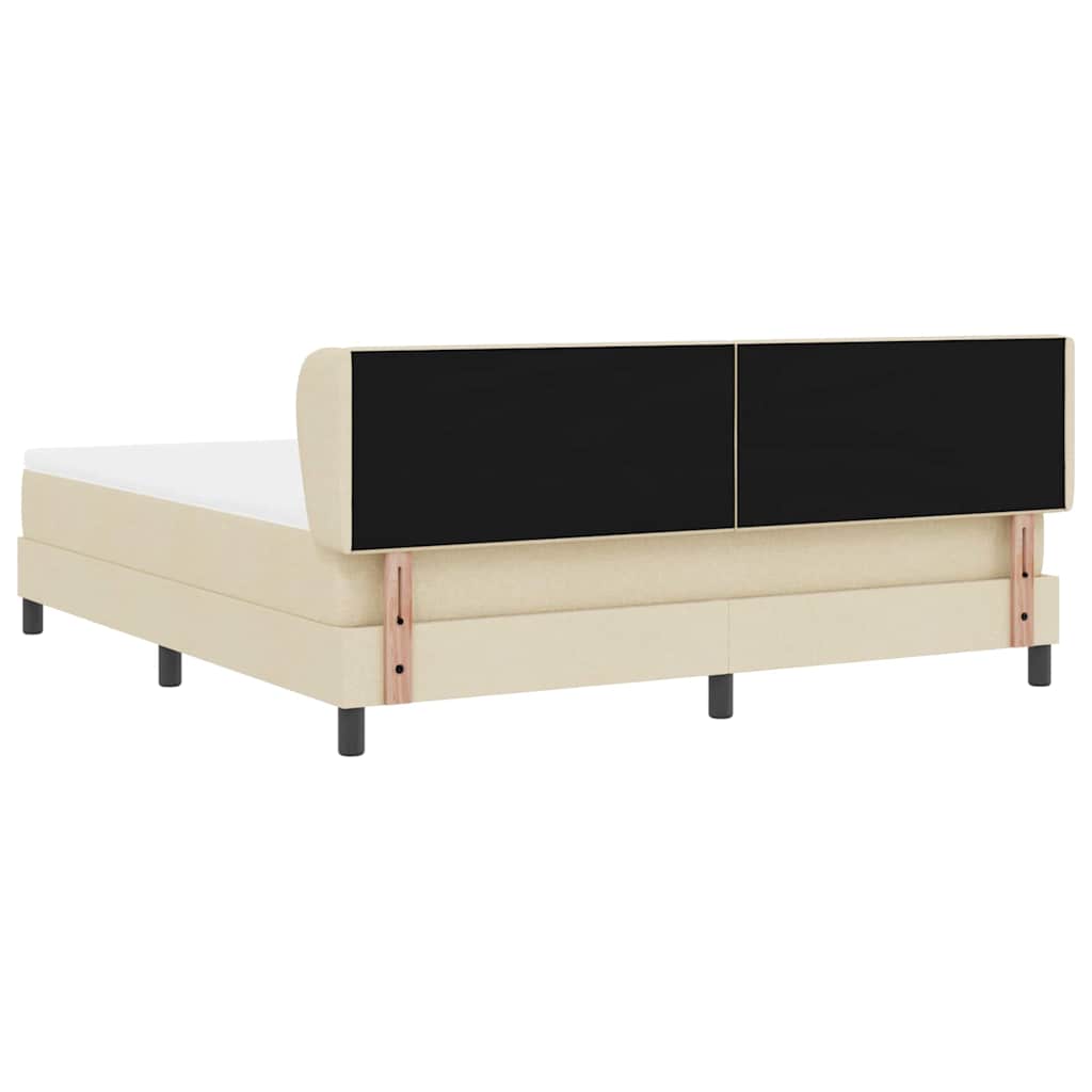 vidaXL Κρεβάτι με ελατήρια με κεφαλάρι Κρεμ 180 x 200 cm ύφασμα