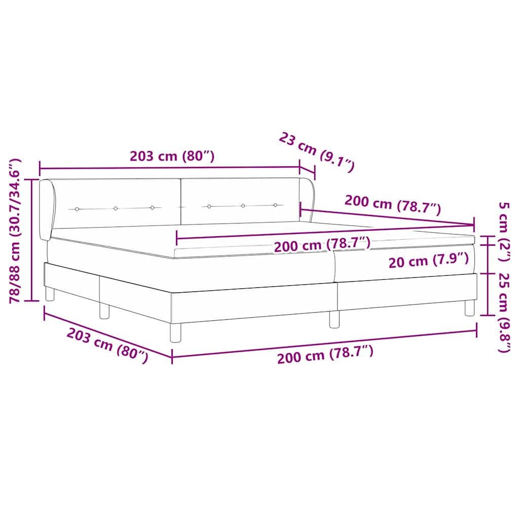 vidaXL Κρεβάτι με ελατήρια με κεφαλάρι Μαύρο 200 x 200 cm ύφασμα