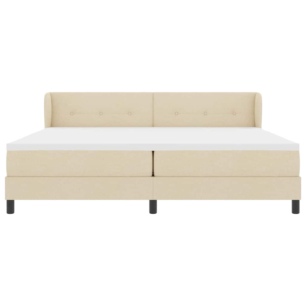 vidaXL Κρεβάτι με ελατήρια με κεφαλάρι Κρεμ 200 x 200 cm ύφασμα