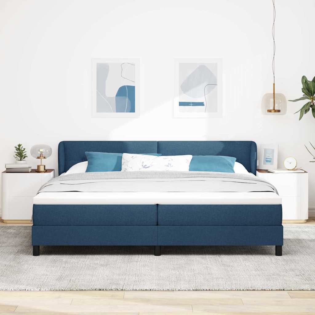vidaXL Κρεβάτι με ελατήρια με κεφαλάρι Μπλε 200 x 200 cm ύφασμα