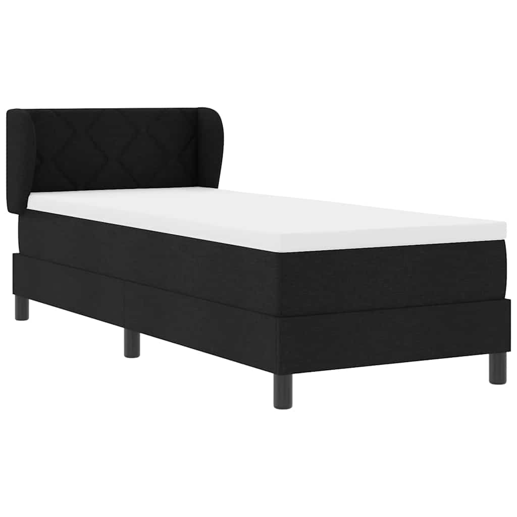vidaXL Κρεβάτι με ελατήρια με κεφαλάρι Μαύρο 80 x 200 cm ύφασμα