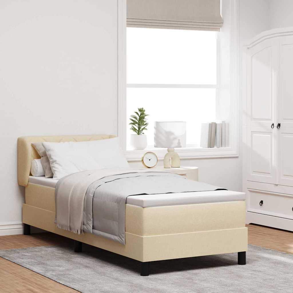 vidaXL Κρεβάτι με ελατήρια με κεφαλάρι Κρεμ 80 x 200 cm ύφασμα