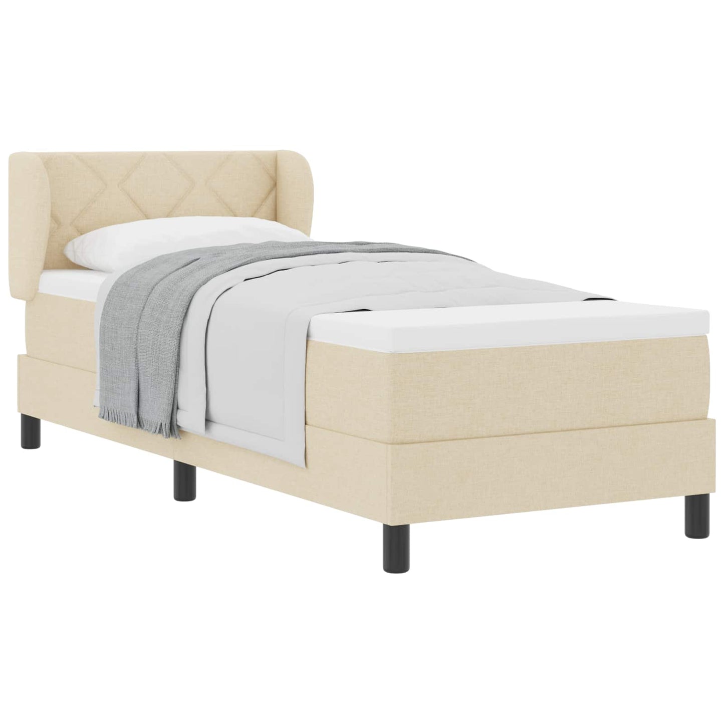 vidaXL Κρεβάτι με ελατήρια με κεφαλάρι Κρεμ 80 x 200 cm ύφασμα